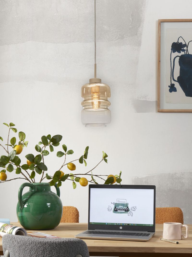 Metaal glas hanglamp klassiek naturel It's About RoMi Verona - Afbeelding 2