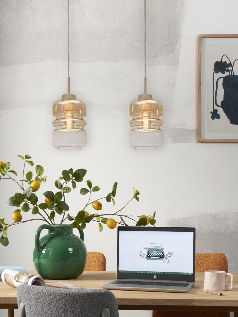 Metaal glas hanglamp klassiek naturel It's About RoMi Verona - Afbeelding 5