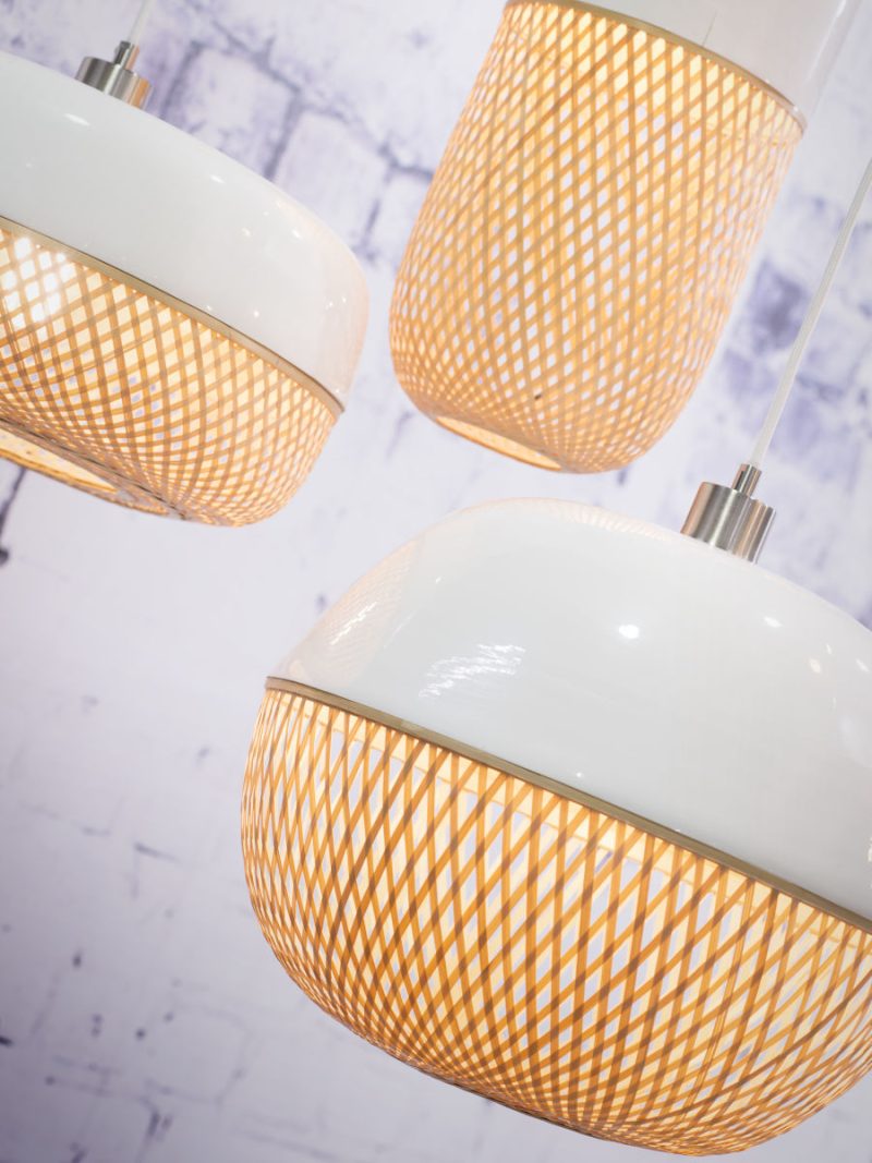 Metaal/bamboe hanglamp wit rond GOOD&MOJO Mekong - Afbeelding 3