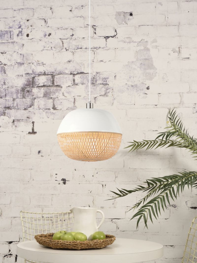 Metaal/bamboe hanglamp wit rond GOOD&MOJO Mekong - Afbeelding 5