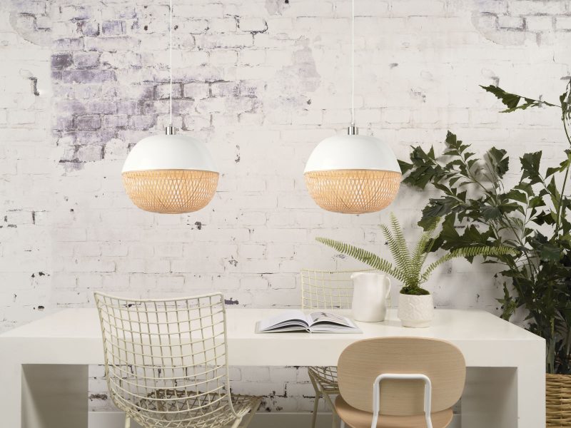 Metaal/bamboe hanglamp wit rond GOOD&MOJO Mekong - Afbeelding 6