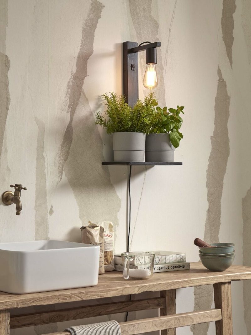 Moderne bamboe wandlamp zwart GOOD&MOJO Flores - Afbeelding 5