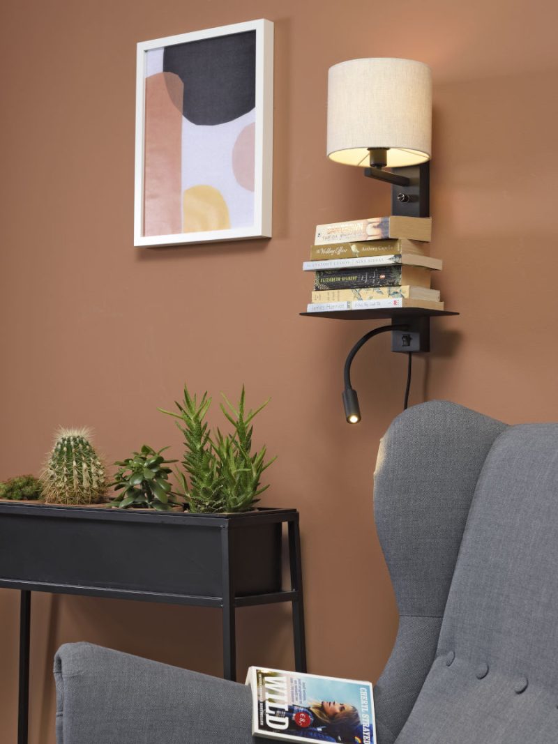 Moderne grijze metalen linnen wandlamp It's About RoMi Florence - Afbeelding 4