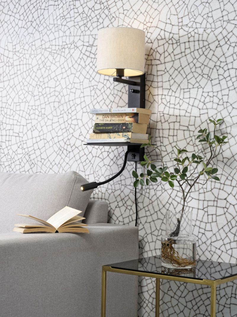 Moderne grijze metalen linnen wandlamp It's About RoMi Florence - Afbeelding 5