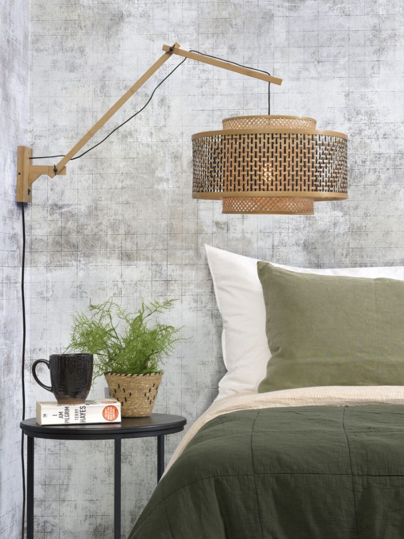 Naturel bamboe knikarm wandlamp L GOOD&MOJO Bhutan - Afbeelding 5