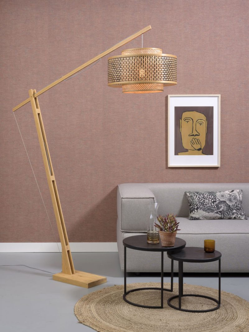 Naturel bamboe vloerlamp knikarm L GOOD&MOJO Bhutan - Afbeelding 2