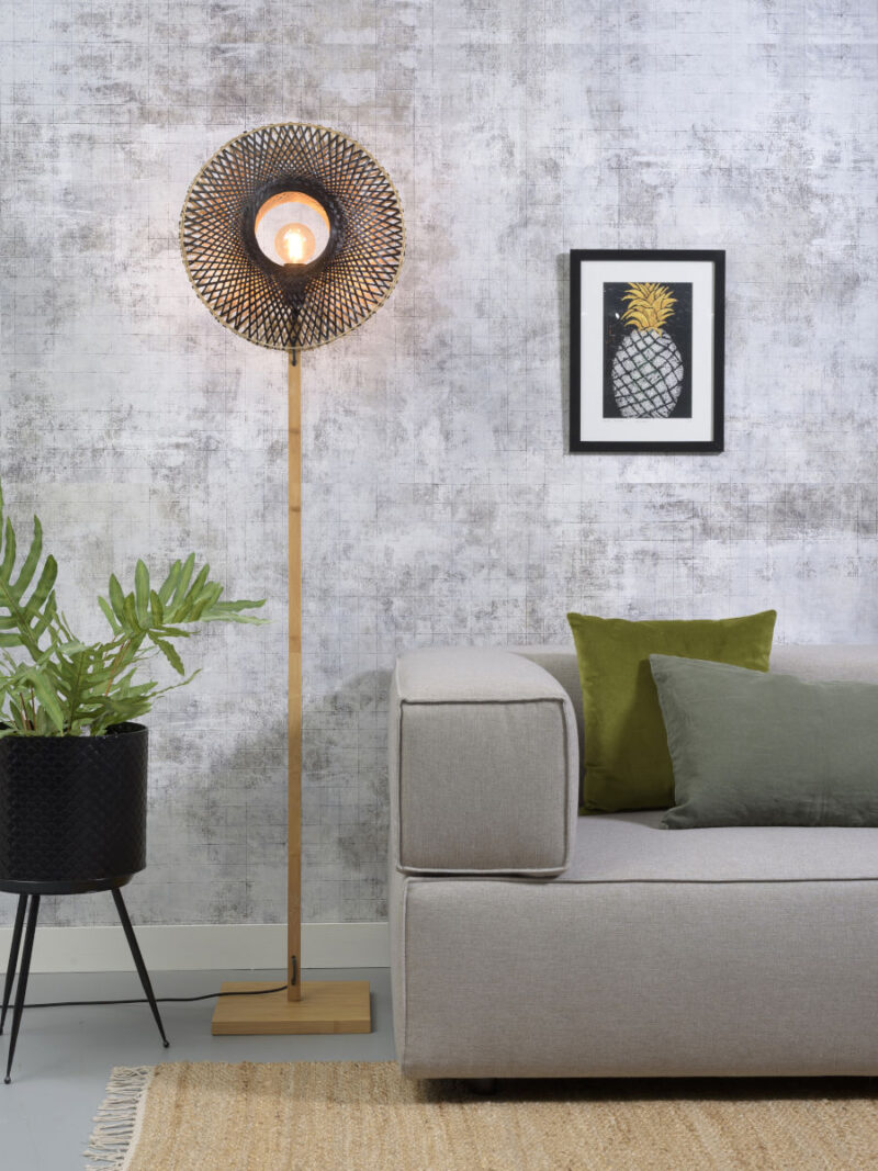 Naturel bamboe vloerlamp zwart bohemian GOOD&MOJO Kalimantan - Afbeelding 2