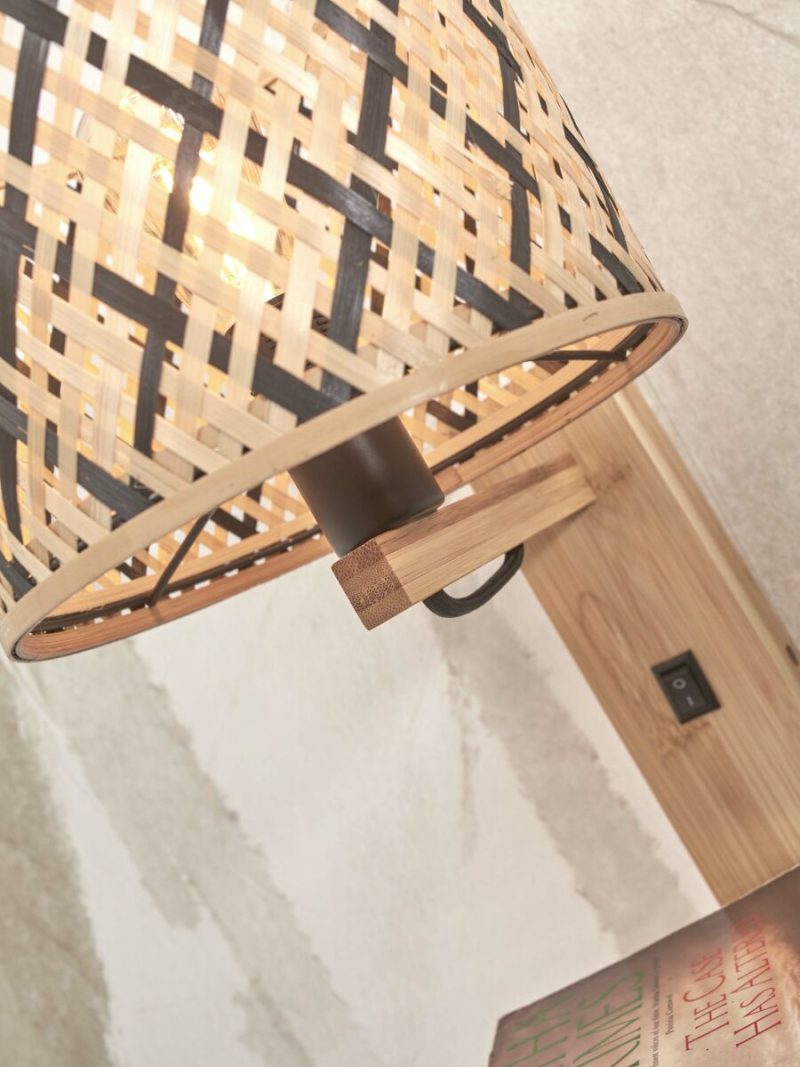 Naturel zwart bamboe wandlamp boheems GOOD&MOJO Java - Afbeelding 3