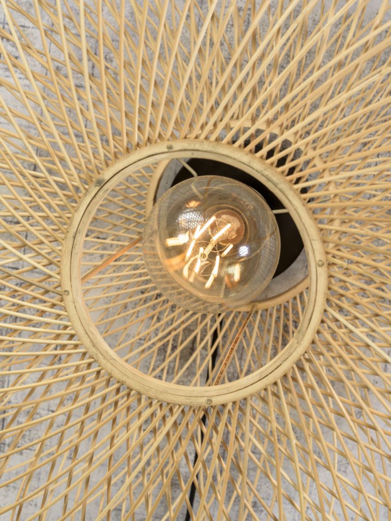 Naturel-zwarte bohemien bamboe wandlamp GOOD&MOJO Cango - Afbeelding 3