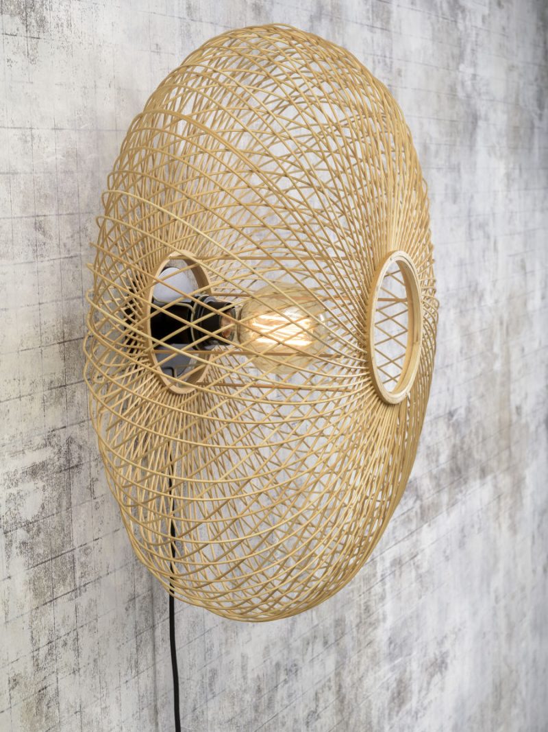 Naturel-zwarte bohemien bamboe wandlamp GOOD&MOJO Cango - Afbeelding 4