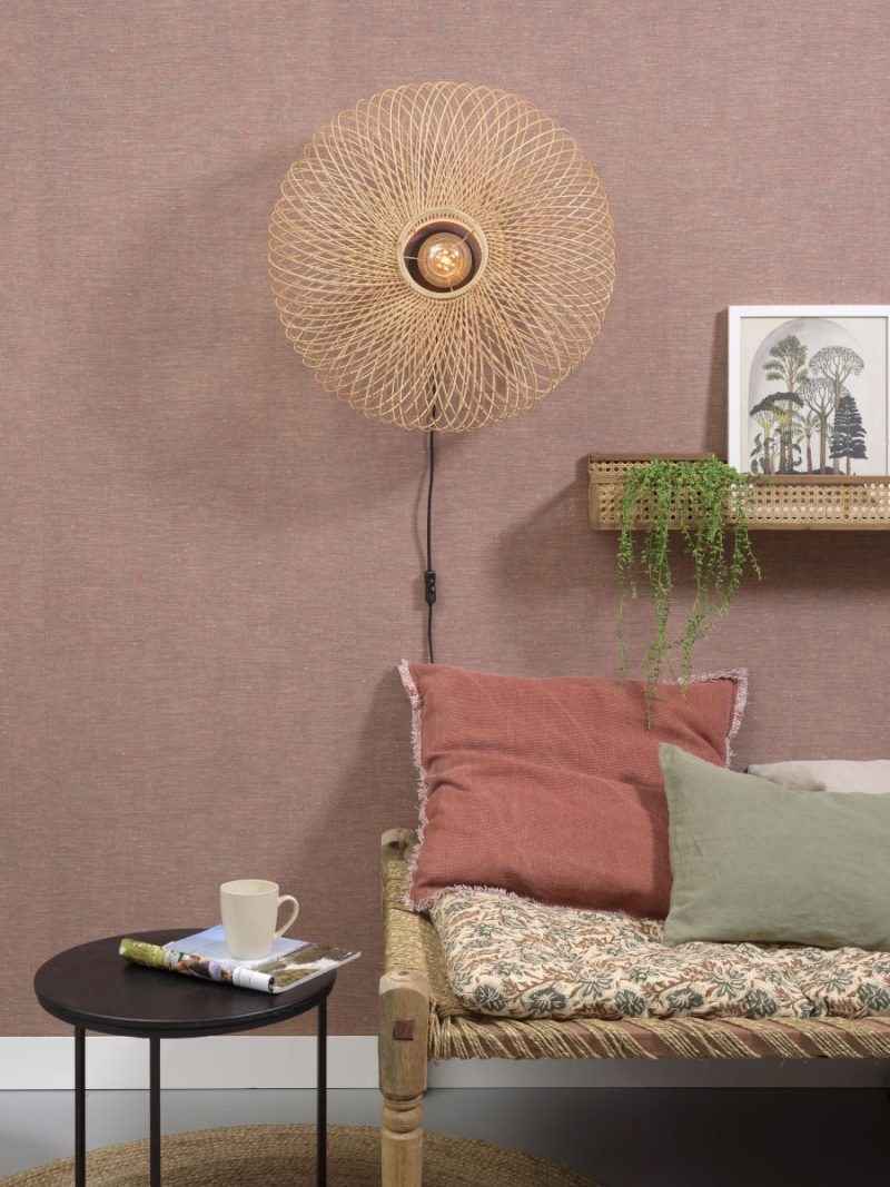Naturel-zwarte bohemien bamboe wandlamp GOOD&MOJO Cango - Afbeelding 5