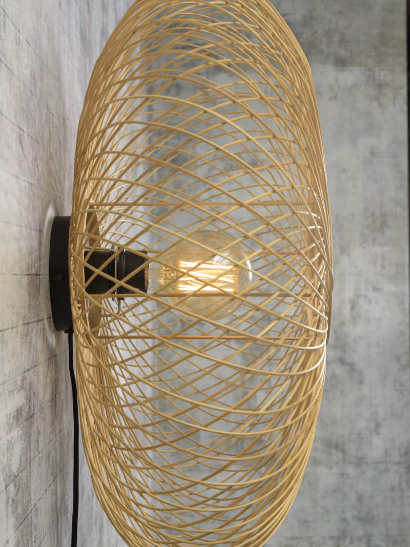 Naturel-zwarte bohemien bamboe wandlamp GOOD&MOJO Cango - Afbeelding 6