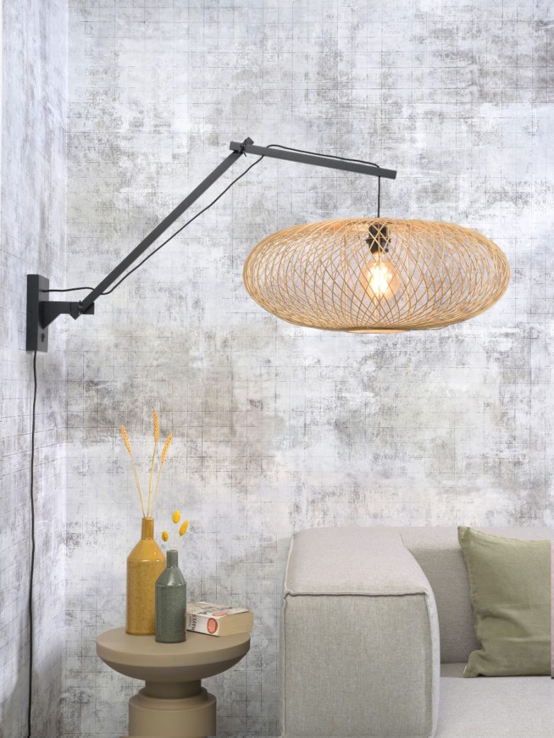 Naturel-zwarte wandlamp gevlochten GOOD&MOJO Cango - Afbeelding 2