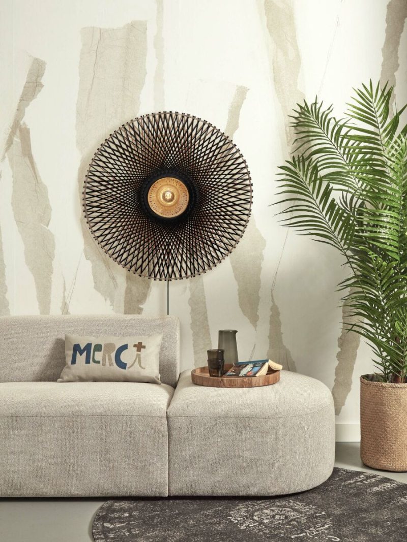 Naturel/zwarte bohemian bamboe wandlamp L GOOD&MOJO Kalimantan - Afbeelding 11