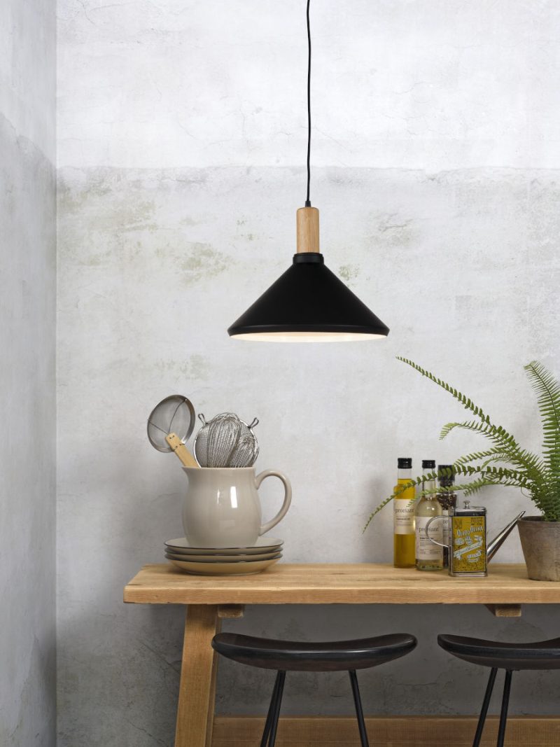 Naturel/zwarte hanglamp hout/metaal S It's About RoMi Melbourne - Afbeelding 2