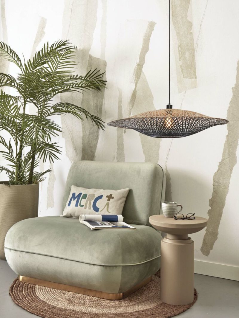 Naturel/zwarte schotelvorm bamboe hanglamp L GOOD&MOJO Kalimantan - Afbeelding 13