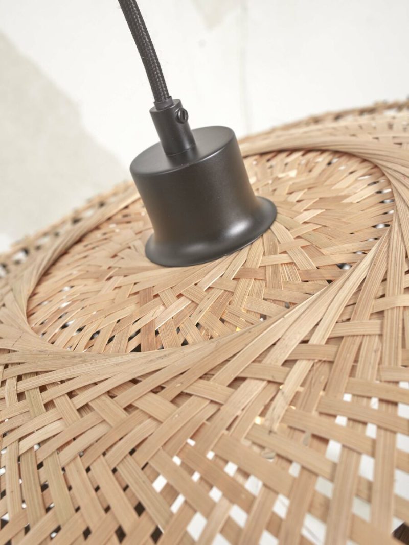 Naturel/zwarte schotelvorm bamboe hanglamp L GOOD&MOJO Kalimantan - Afbeelding 4
