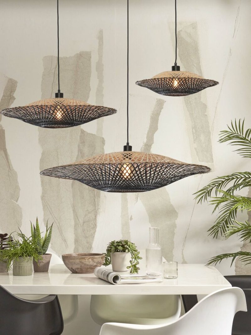 Naturel/zwarte schotelvorm bamboe hanglamp L GOOD&MOJO Kalimantan - Afbeelding 10