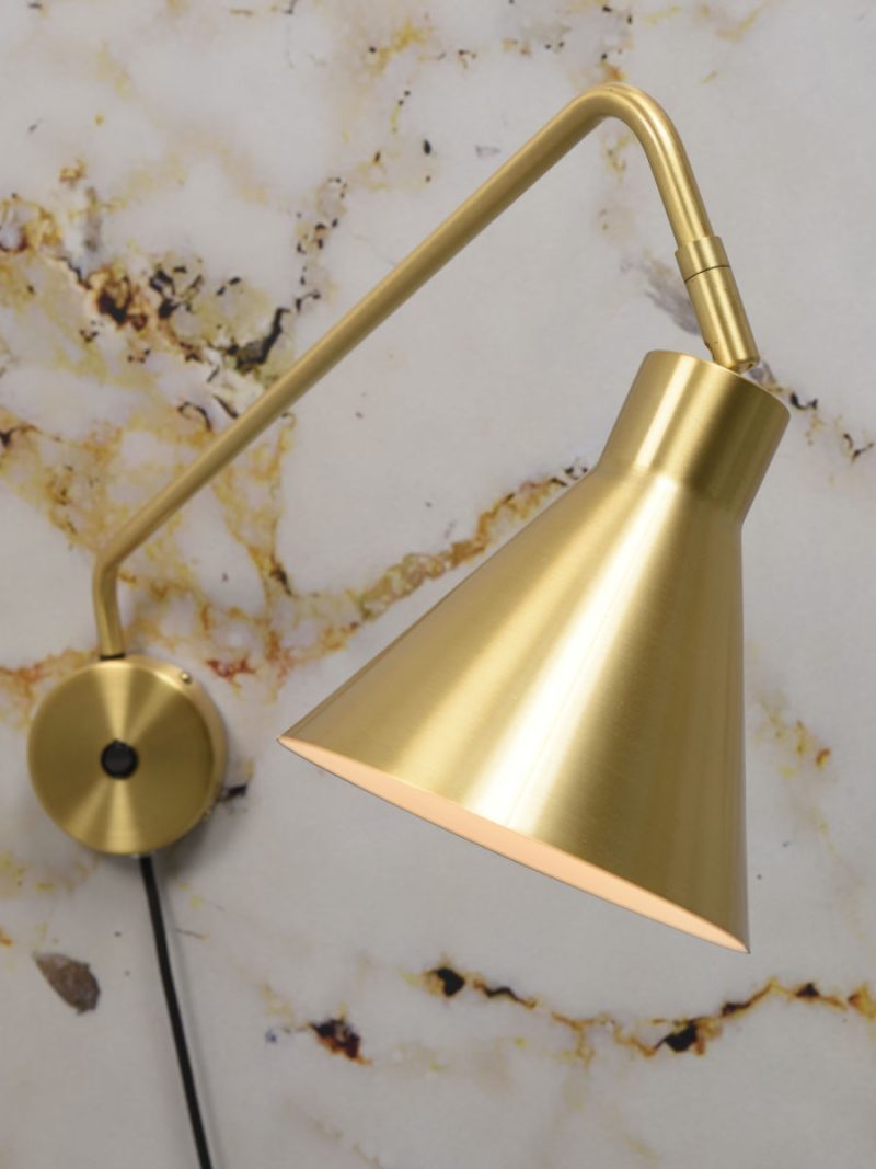 Retro wandlamp trechterkap goud It's About RoMi Lyon - Afbeelding 3