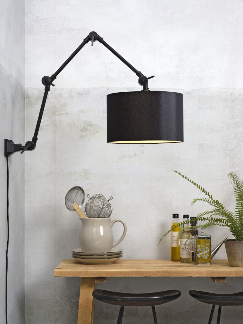 Retro zwart katoenen wandlamp It's About RoMi Amsterdam - Afbeelding 2