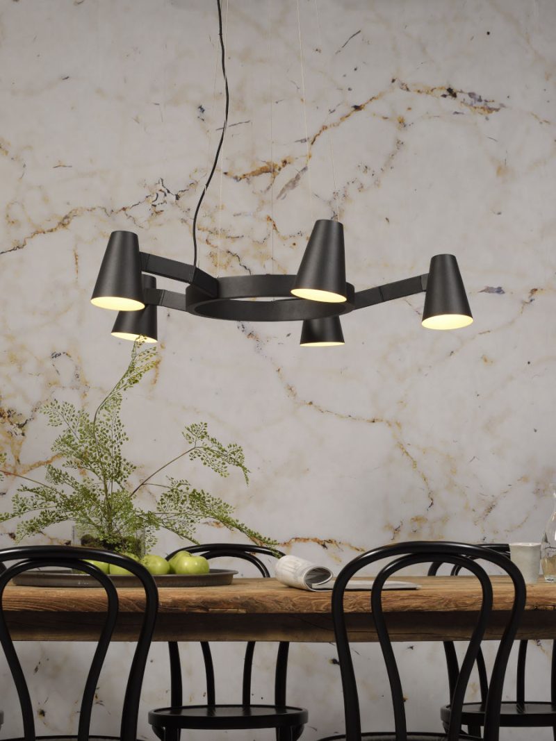 Ronde 5-lichts hanglamp zwart It's About RoMi Biarritz - Afbeelding 10