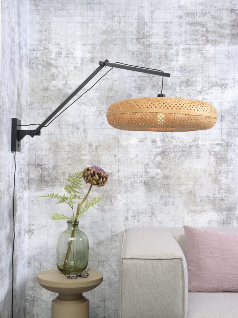 Ronde zwart naturel bohemian wandlamp GOOD&MOJO Palawan - Afbeelding 2