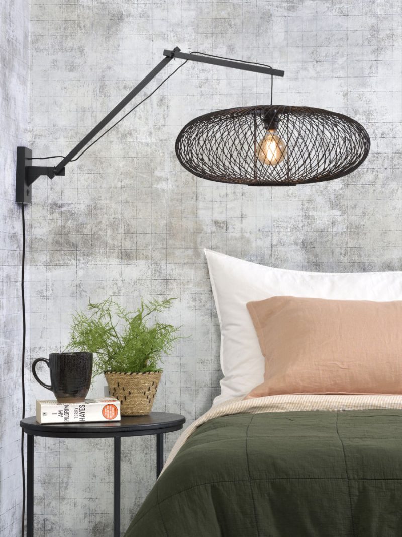 Ronde zwarte-bamboe wandlamp bohemian GOOD&MOJO Cango - Afbeelding 5