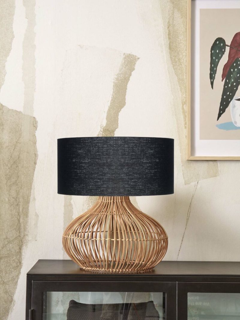 Rotan/linnen tafellamp zwart L GOOD&MOJO Kalahari - Afbeelding 2