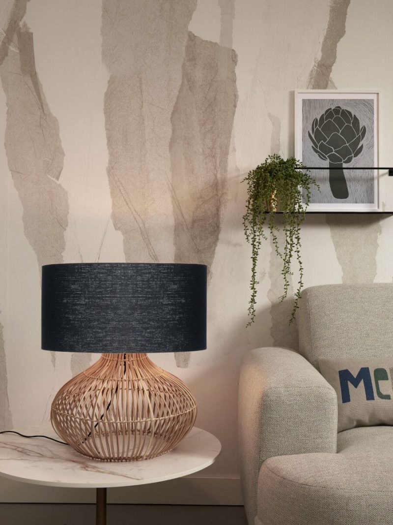 Rotan/linnen tafellamp zwart L GOOD&MOJO Kalahari - Afbeelding 5