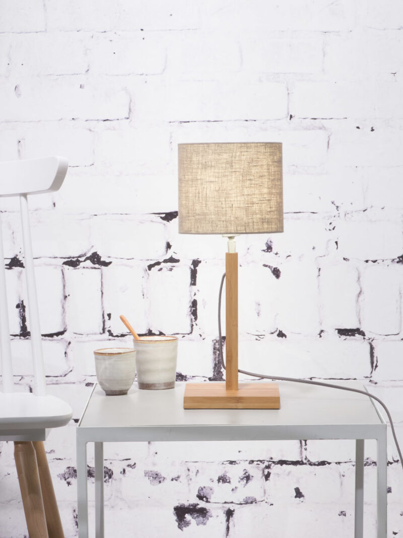 Scandinavische tafellamp grijs linnen rond GOOD&MOJO Fuji - Afbeelding 2