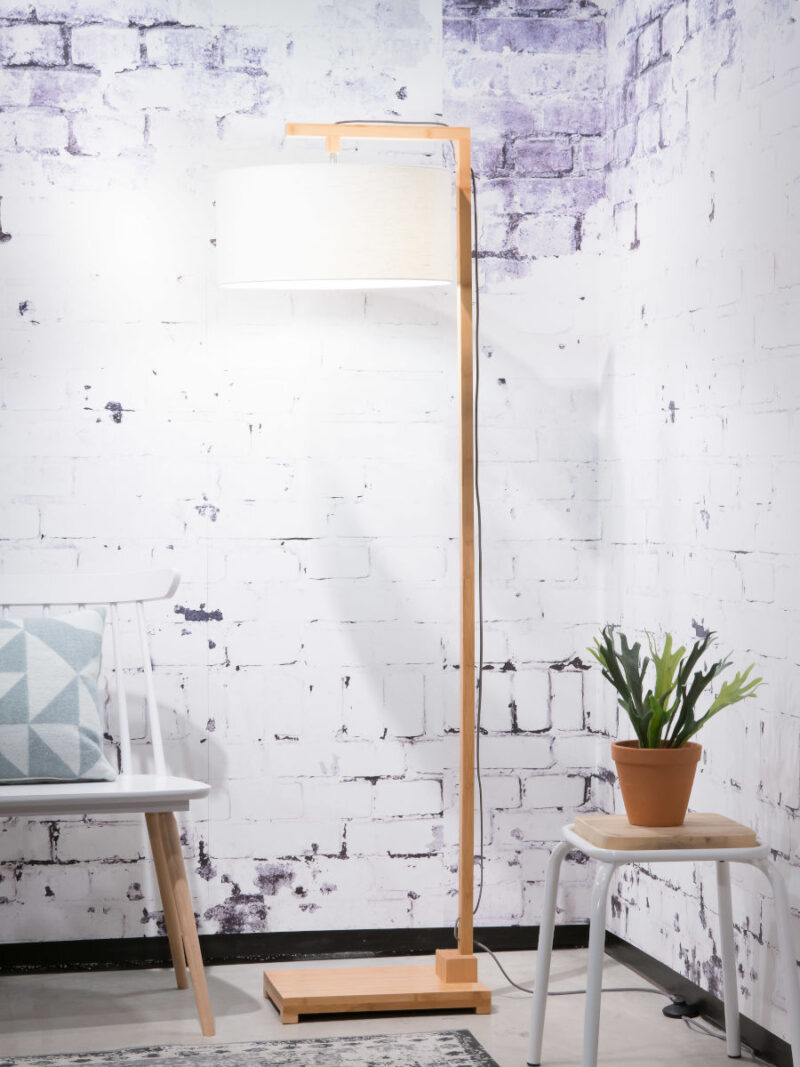 Scandinavische witte linnen vloerlamp GOOD&MOJO Himalaya - Afbeelding 2