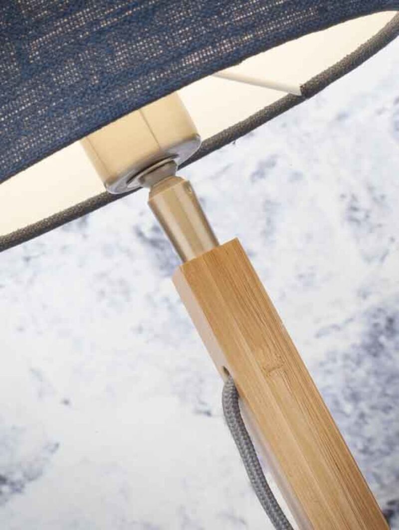 Tafellamp grijs linnen bamboe Scandinavisch GOOD&MOJO Fuji - Afbeelding 4