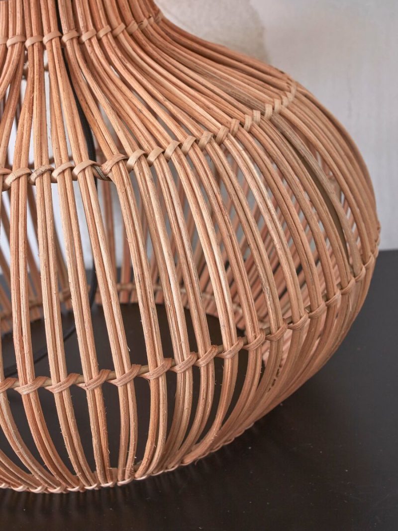 Tafellamp naturel zwart linnen-rotan bohemian GOOD&MOJO Kalahari - Afbeelding 3