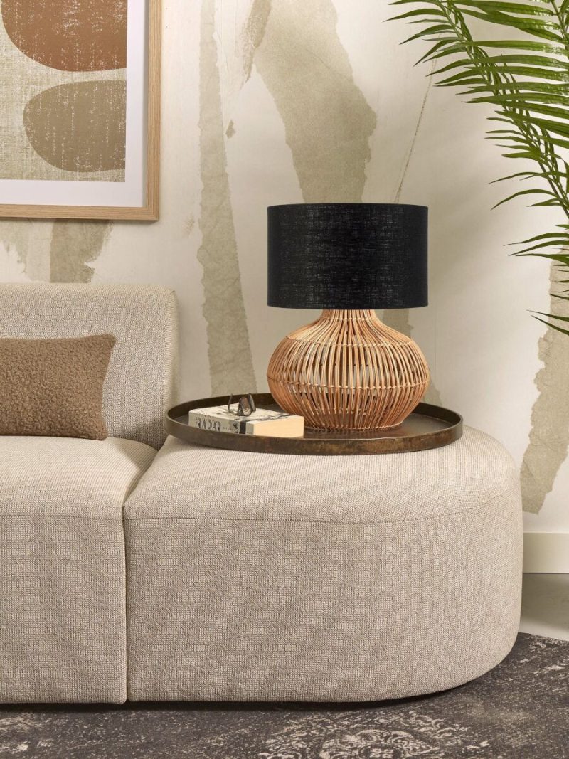 Tafellamp naturel zwart linnen-rotan bohemian GOOD&MOJO Kalahari - Afbeelding 5