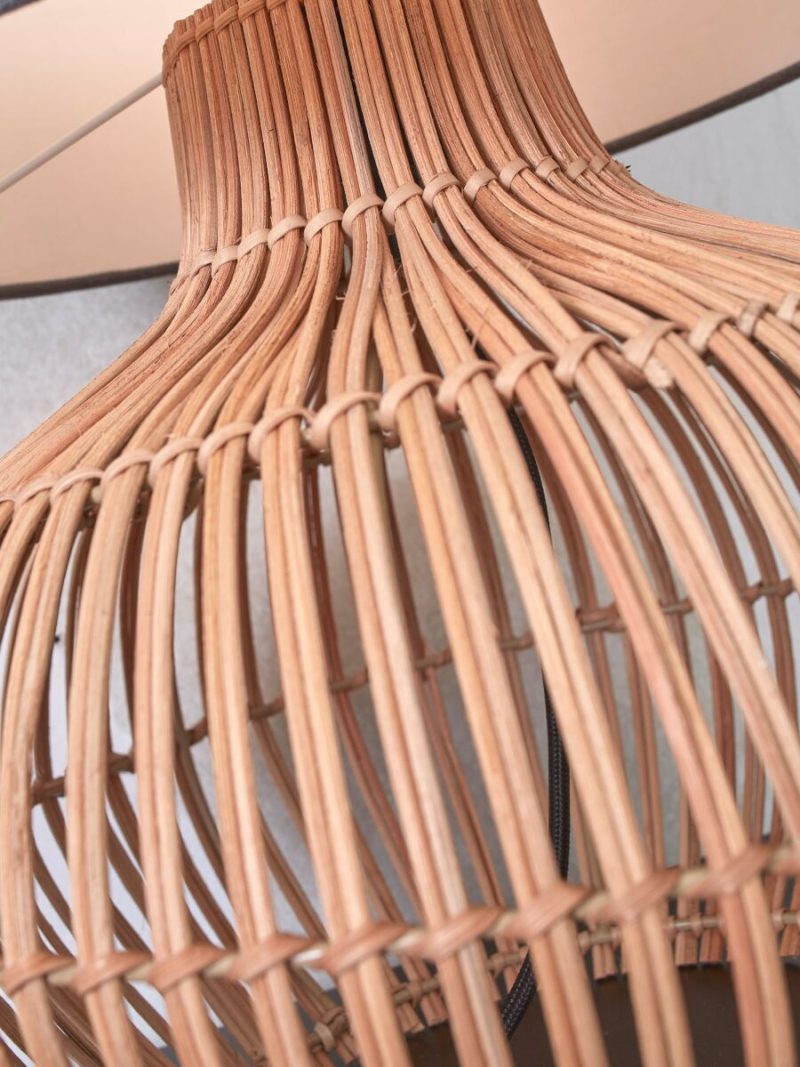 Tafellamp naturel zwart linnen-rotan bohemian GOOD&MOJO Kalahari - Afbeelding 6