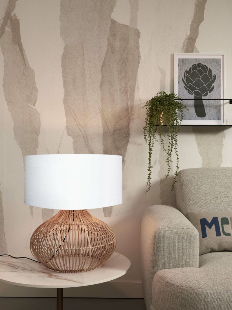 Tafellamp rotan/linnen wit L GOOD&MOJO Kalahari - Afbeelding 5