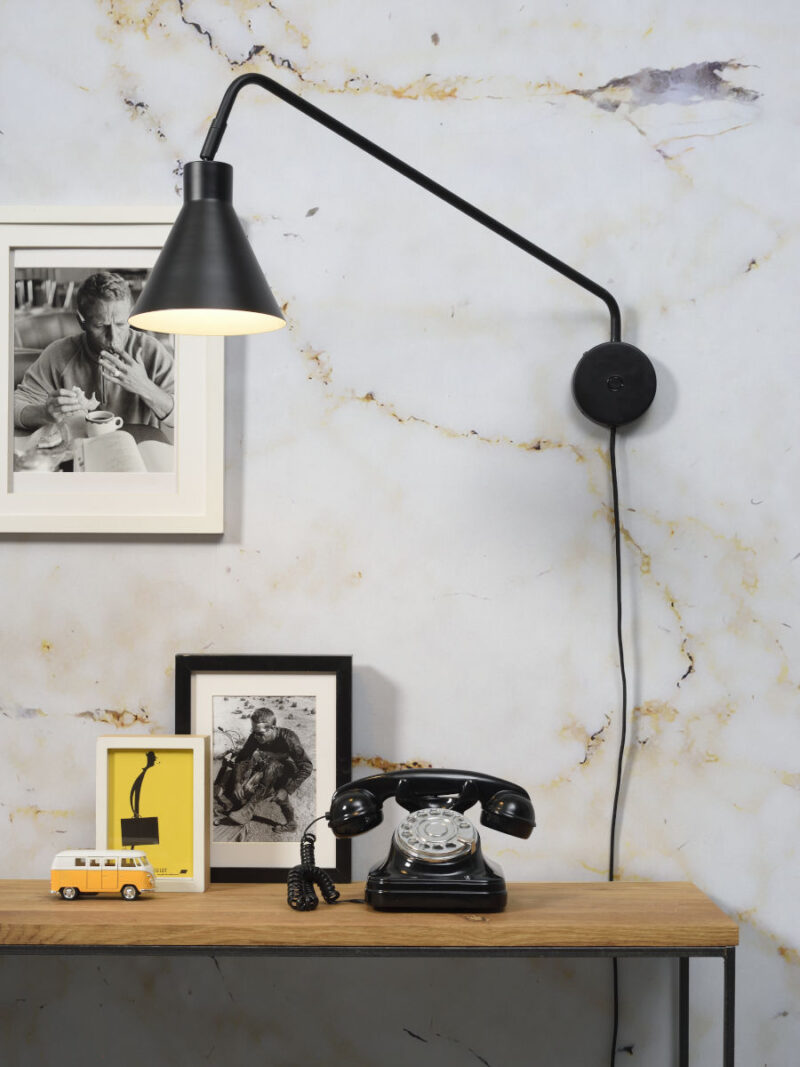 Trechterkap wandlamp zwart retro It's About RoMi Lyon - Afbeelding 2