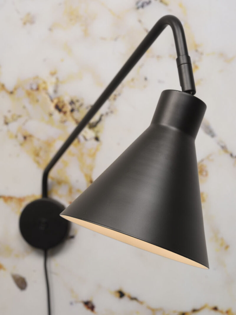Trechterkap wandlamp zwart retro It's About RoMi Lyon - Afbeelding 4
