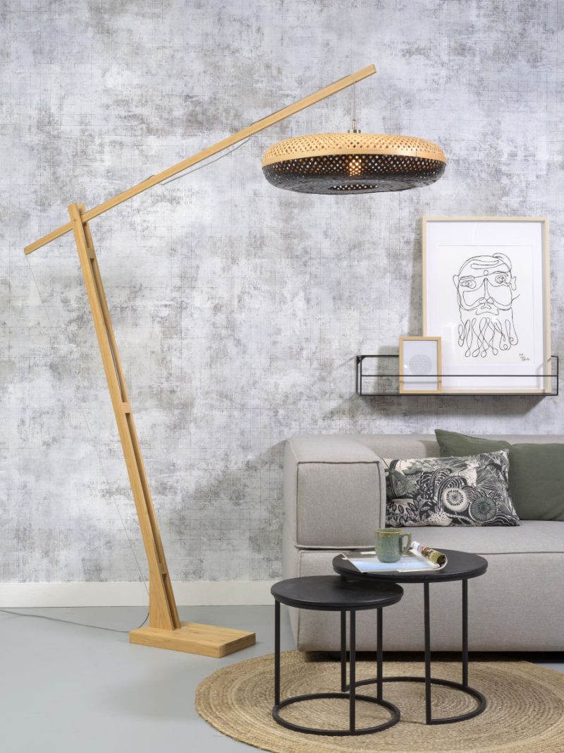 Vloerlamp bamboe zwart naturel bohemian GOOD&MOJO Palawan - Afbeelding 2