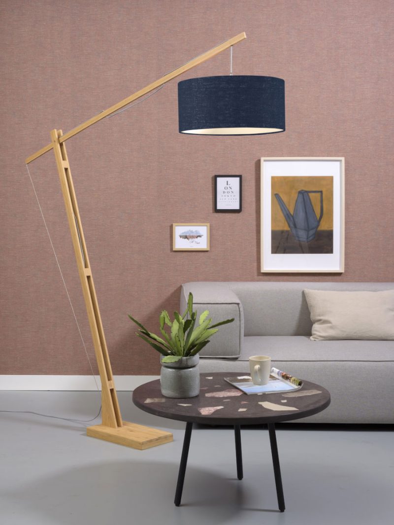 Vloerlamp bamboe/linnen kap blauw GOOD&MOJO Montblanc - Afbeelding 5