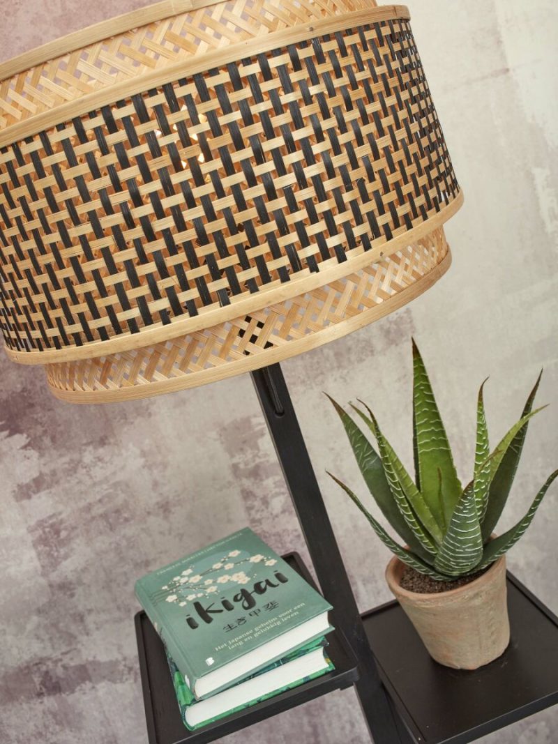 Vloerlamp naturel zwart bohemian bamboe GOOD&MOJO Bhutan - Afbeelding 3
