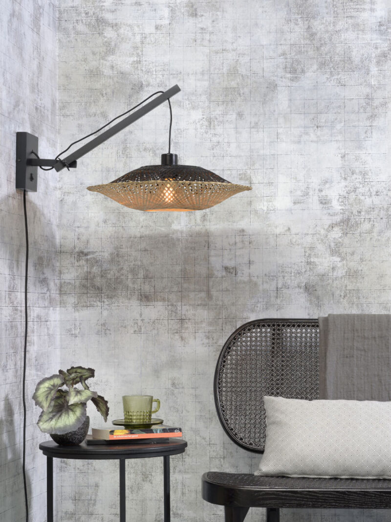 Wandlamp bohemian schotelvorm naturel zwart GOOD&MOJO Kalimantan - Afbeelding 2