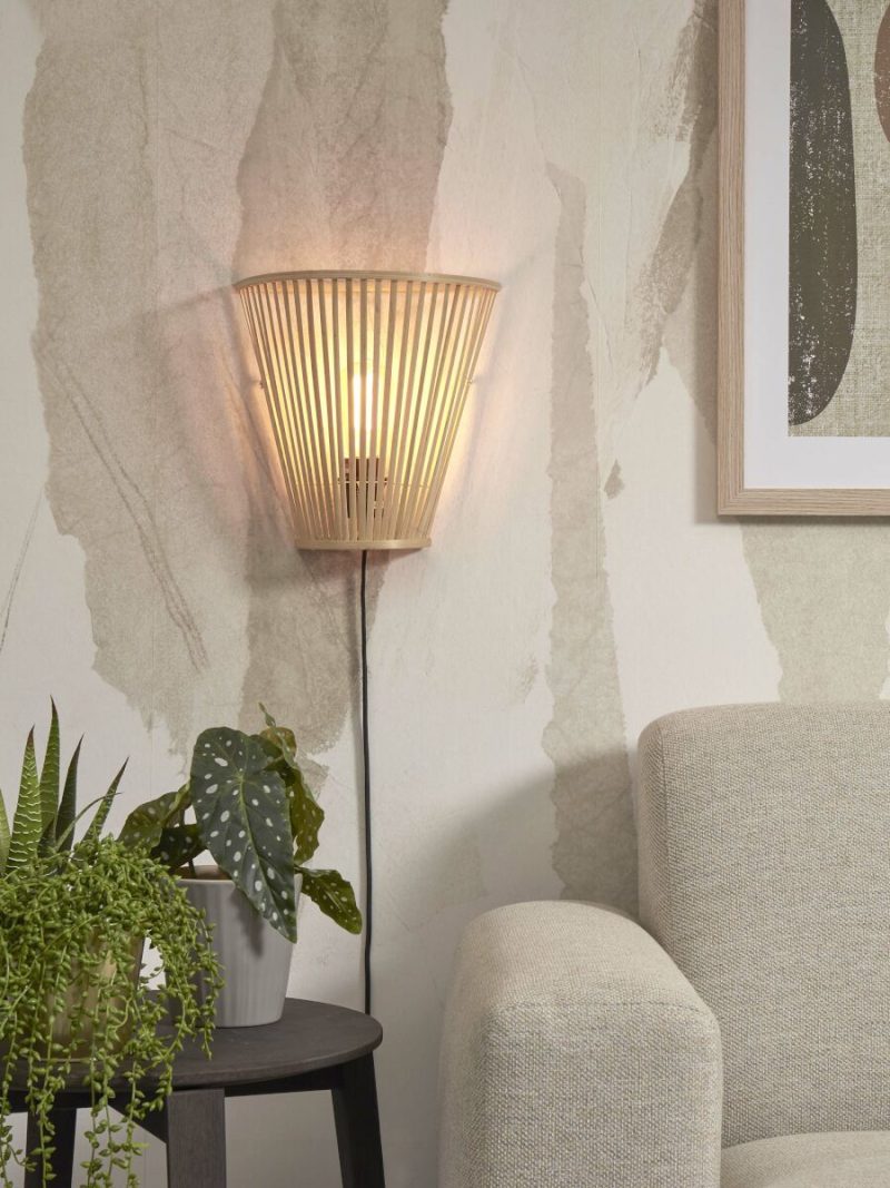 Wandlamp halfopen naturel bamboe GOOD&MOJO Merapi - Afbeelding 2