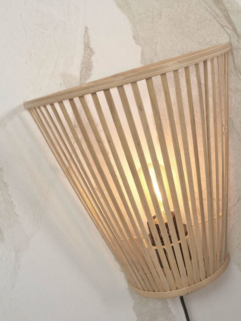 Wandlamp halfopen naturel bamboe GOOD&MOJO Merapi - Afbeelding 6