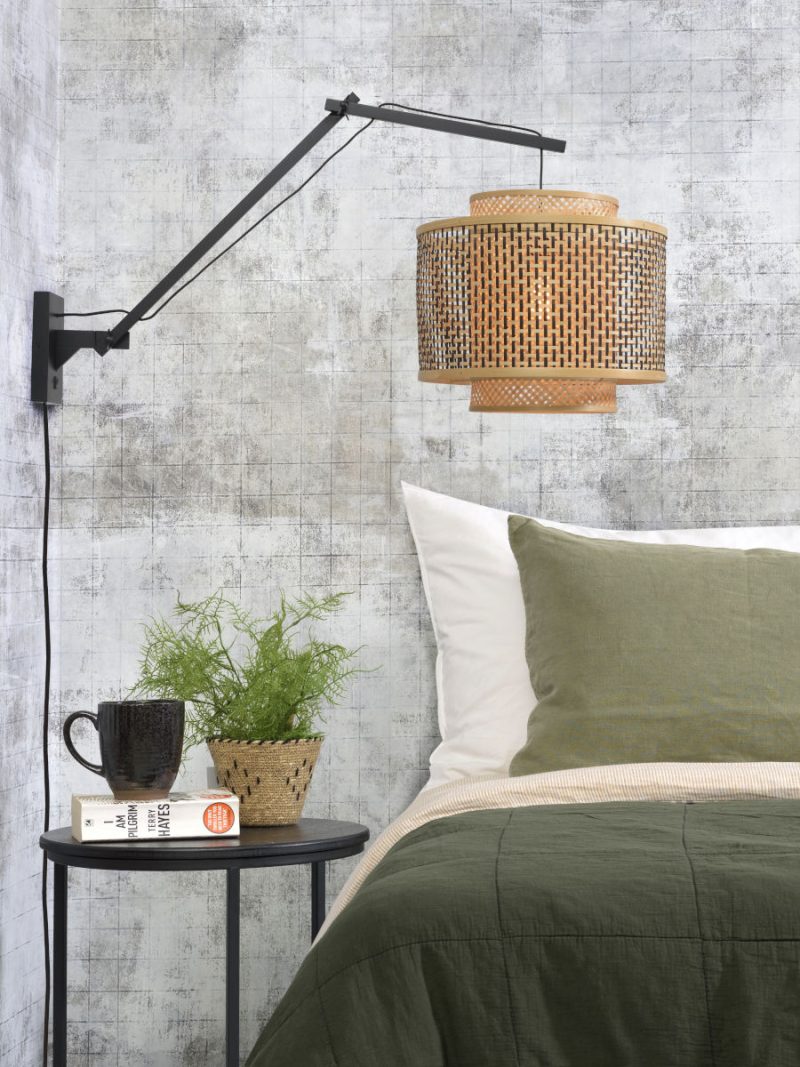 Wandlamp naturel/zwart bamboe knikarm GOOD&MOJO Bhutan - Afbeelding 5