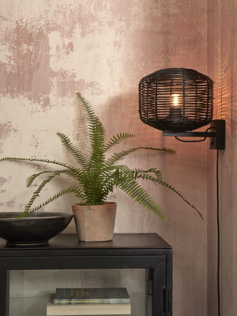 Wandlamp rond bohemian zwart rotan GOOD&MOJO Tanami - Afbeelding 2