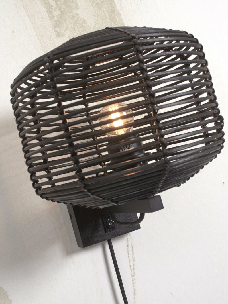 Wandlamp rond bohemian zwart rotan GOOD&MOJO Tanami - Afbeelding 6