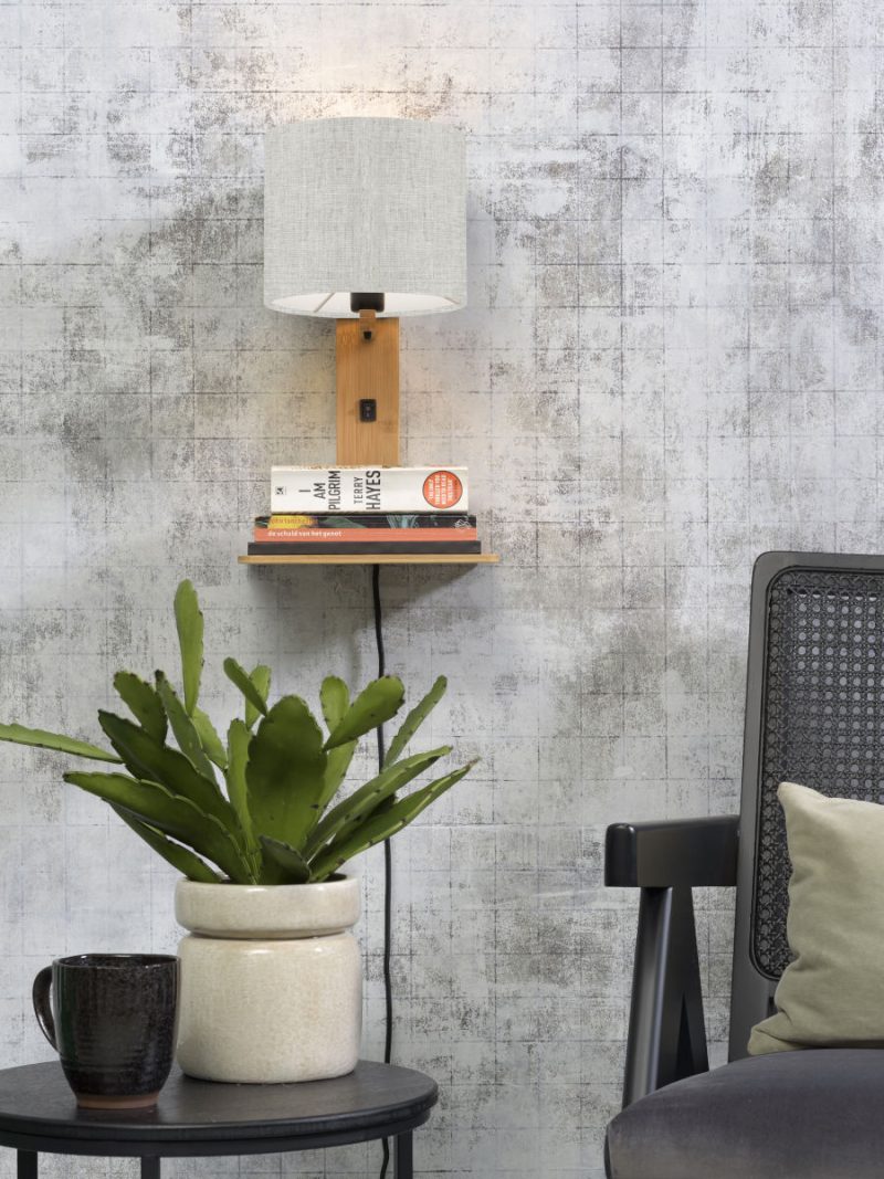 Witgrijze plateau wandlamp naturel GOOD&MOJO Andes - Afbeelding 5
