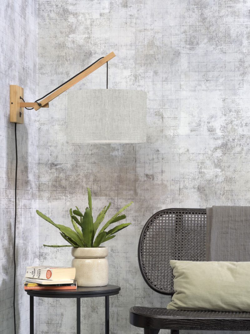 Witgrijze wandlamp enkelgewricht naturel GOOD&MOJO Andes - Afbeelding 5