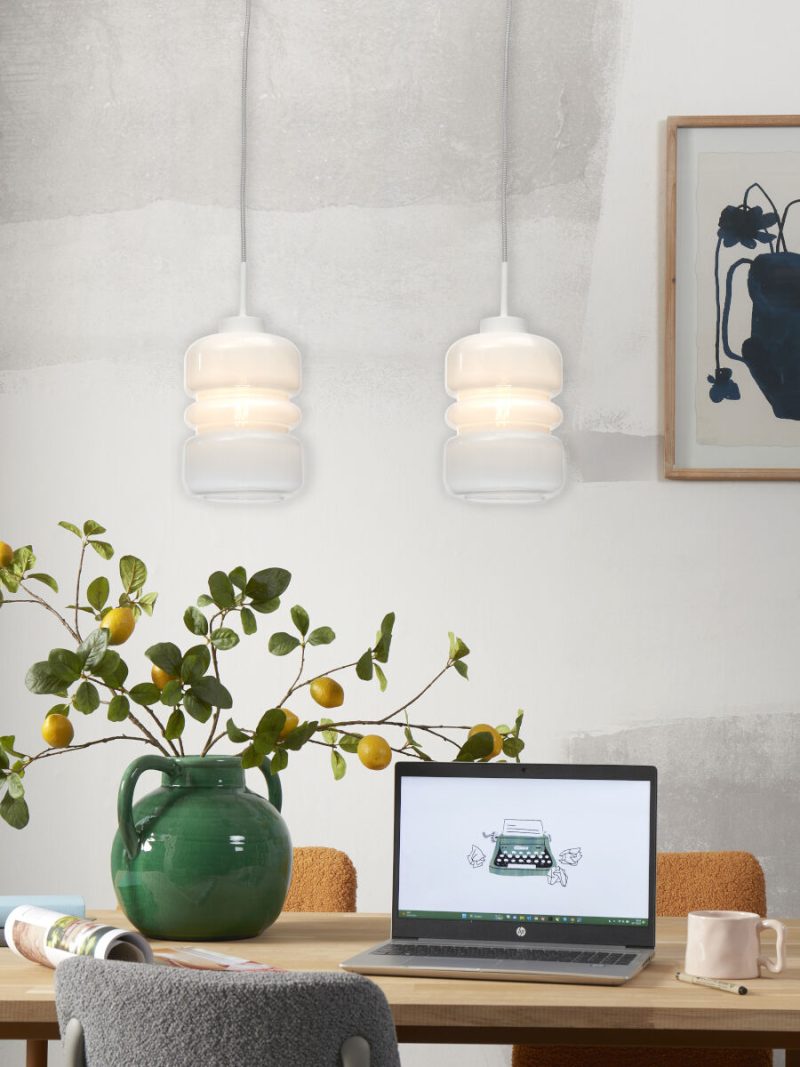 Witte klassieke glazen metalen hanglamp It's About RoMi Verona - Afbeelding 5